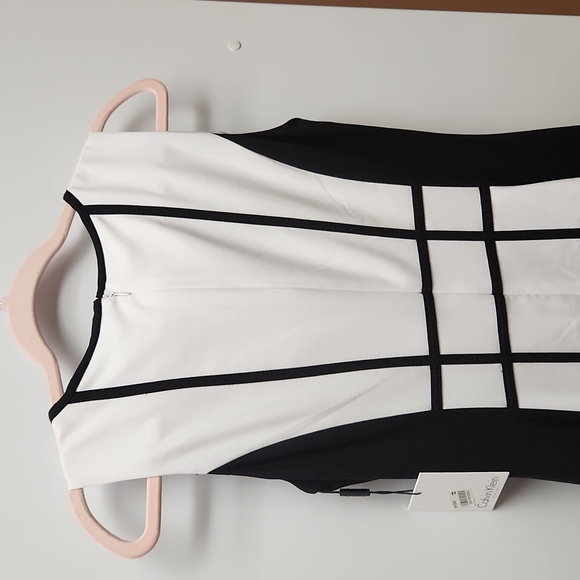 NWT Calvin Klein Black and White Dress - Size 4 - Picture 8 of 10